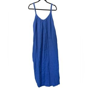Old Navy Royal Blue Maxi Dress Pockets Tie Traps Coverup Party Size Large